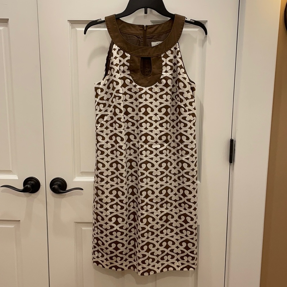 Loft (size 8) brown & cream dress.